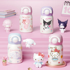 Sanrio Hello Kitty Water Cup, Cute and Cute Kidsren's Straw Double Drinking Cup, Mini Flap Pocket Pants Thermos Cup