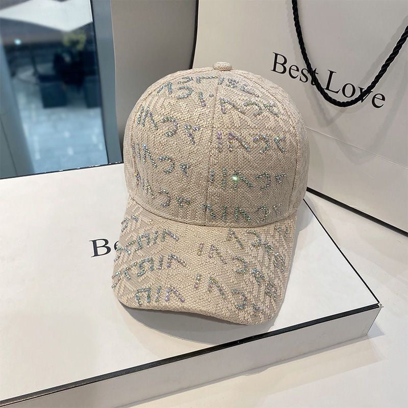 Cross-border Hat Women's New Sunscreen Sun Hat Trendy Baseball Cap Spring and Summer Fashion Sun Rhinestone Cap in stock