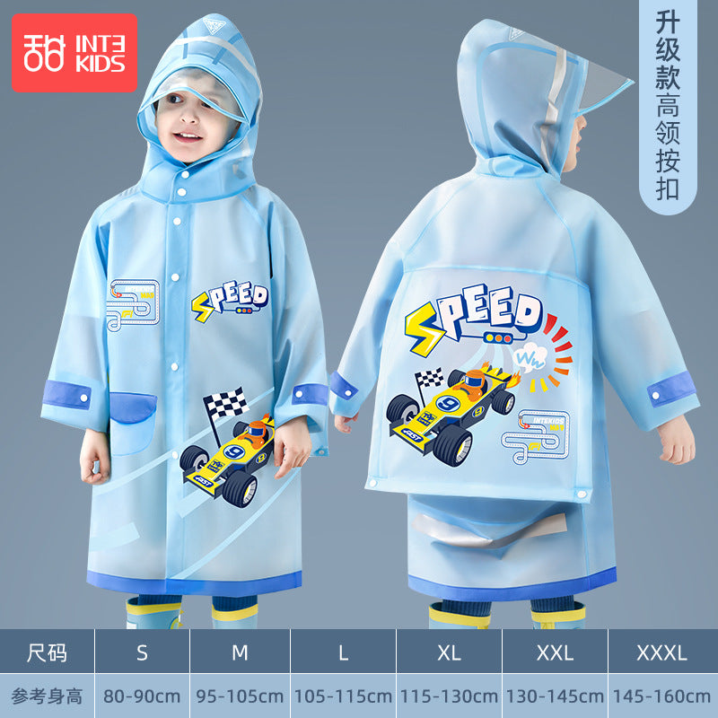 Children's Raincoat Cartoon Style for Girls and Boys, New Model for Kindergarten and Primary School Students, Special Backpack-Compatible Rain Poncho Wholesale