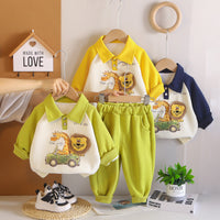 2026 New Boys' Suit Children's Cartoon Lapel 3D Lion Two-Piece Set Baby Spring and Autumn Trendy Outfit
