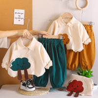 2025 Autumn Foreign Trade New Boys Cartoon Shirt Long Sleeve Suit Baby Boy Casual Pants Two-Piece Set Dropshipping