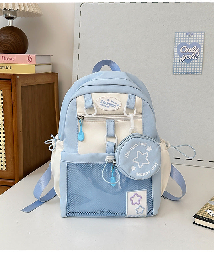 Girls' Schoolbags, Junior and High School Students' Versatile Backpacks, Large Capacity, Lightweight and Durable Travel Backpacks