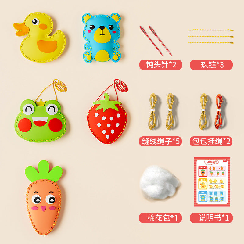 Children's DIY Handmade Sewing Toys, Educational Non-Woven Fabric Creative Hanging Ornaments, Material Kit for DIY Doll Decorations