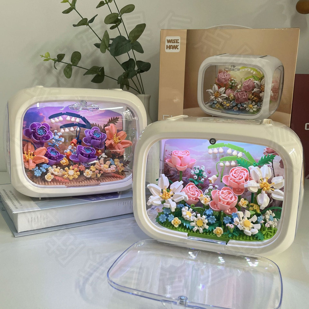 Smart Eagle Eternal Rose Space Capsule Transparent Dustproof Display Box Cross-Border Micro Particle Building Block Flower Ornament Building Block Flower