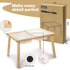 Cross-Border Wooden Children's Table Learning Tableware Toddler Sensory Table with Storage Box Activity Table Children's Sand and Water Table Game