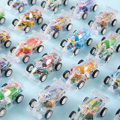 Children's cartoon mini transparent double-layer pullback equation car kindergarten small gift sugar play small toy kindergarten gift