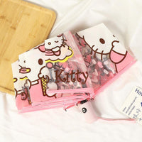 This foldable Hello Kitty transparent umbrella, popular on Xiaohongshu (Little Red Book), is made with a cinnamon dog umbrella and Kuromi umbrella. It has a long handle and is suitable for students and anime fans.