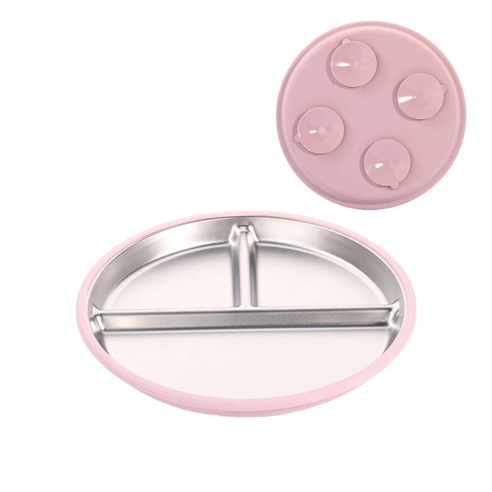 Factory New Product Baby Silicone Stainless Steel Tableware Set Creative Product 304 Stainless Steel Kidsren's Silicone Tableware Bowl