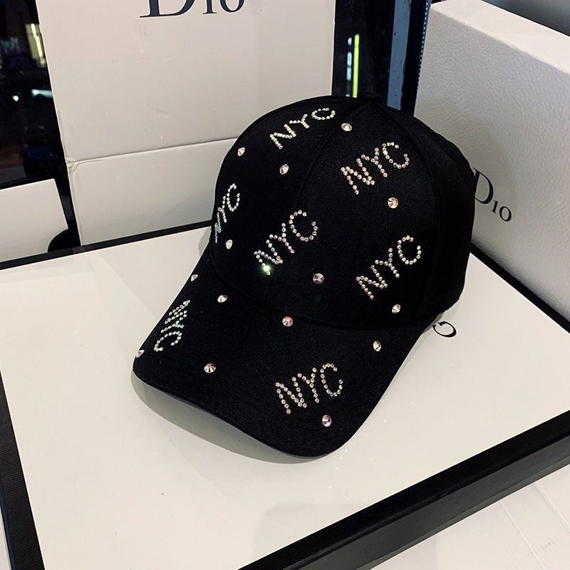 Cross-border Hat Women's New Sunscreen Sun Hat Trendy Baseball Cap Spring and Summer Fashion Sun Rhinestone Cap in stock
