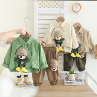 2025 new Korean children's clothing boys bear shirt 0-5 years old two-piece spring children's suit generation