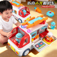 Children's Multifunctional Sound and Light Ambulance, Simulated Rescue Sound Effects, Emergency Vehicle, Infant and Toddler Early Education Educational Toy Car Batch