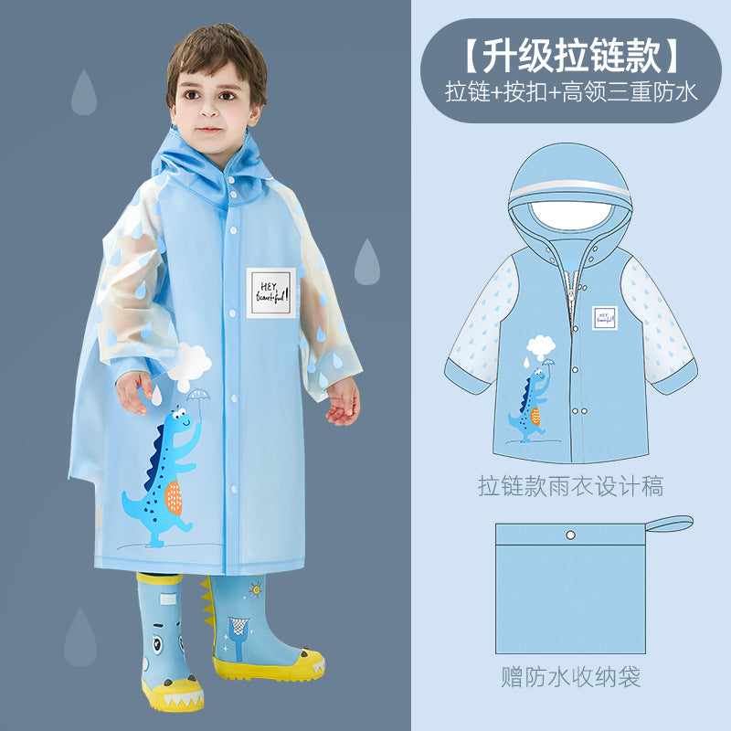Children's Raincoat Cartoon Style for Girls and Boys, New Model for Kindergarten and Primary School Students, Special Backpack-Compatible Rain Poncho Wholesale