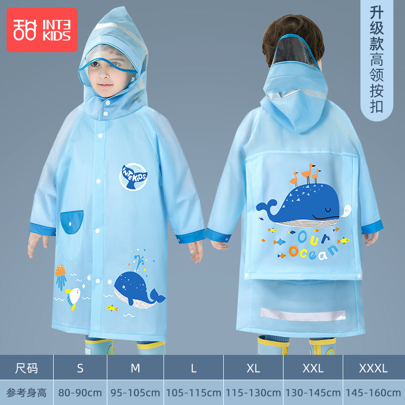 Children's Raincoat Cartoon Style for Girls and Boys, New Model for Kindergarten and Primary School Students, Special Backpack-Compatible Rain Poncho Wholesale