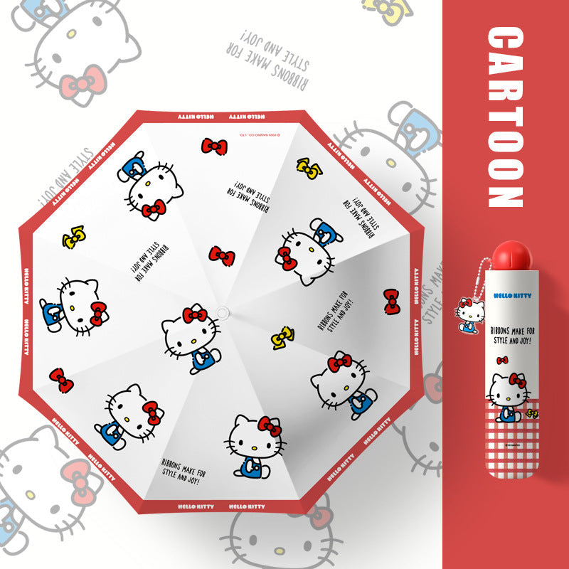 Authentic Sanrio Automatic Umbrella Cute Kt Cat 50% off Sunny or Rainy Dual-Use Sunshade Hellokitty Set