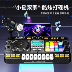 Cross-border children's DJ turntable, multi-functional Bluetooth music simulation playable instrument with microphone, baby musical toy.