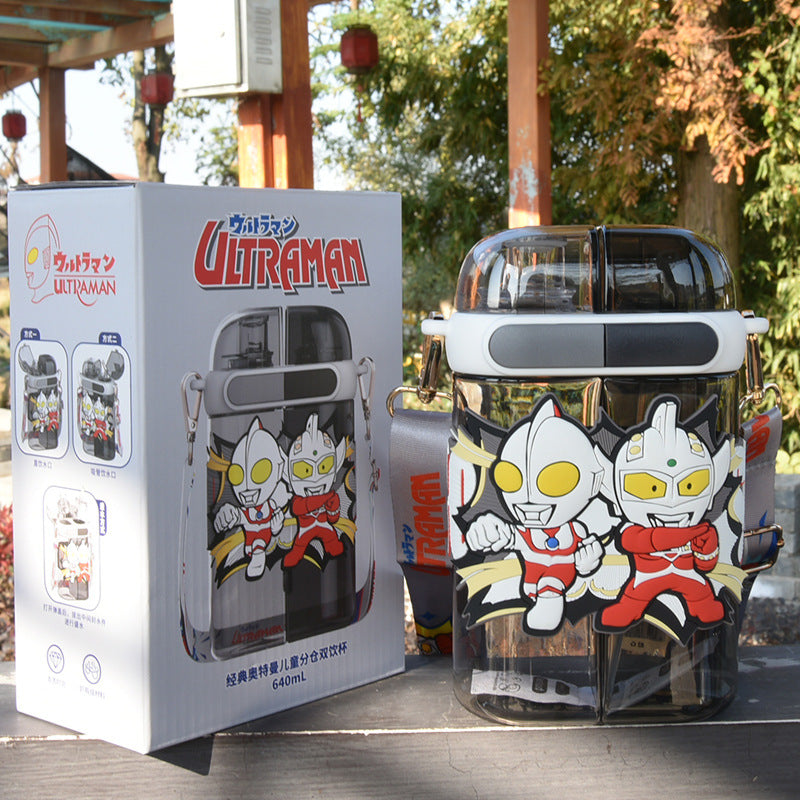 Disney's New Kidsren's Water Cup Double Drinking Water Kettle Straw Direct Drinking Dual-Use Plastic Cup Tritan Double Warehouse Cup