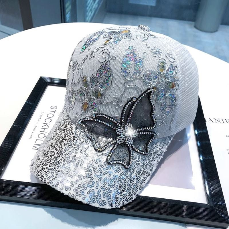 Cross-border Hat Women's New Sunscreen Sun Hat Trendy Baseball Cap Spring and Summer Fashion Sun Rhinestone Cap in stock