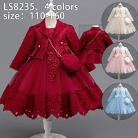 Girls' Three-Piece Suit Dress, Children's Birthday Party Ceremony Dress, Baby Performance Dress, Princess Dress
