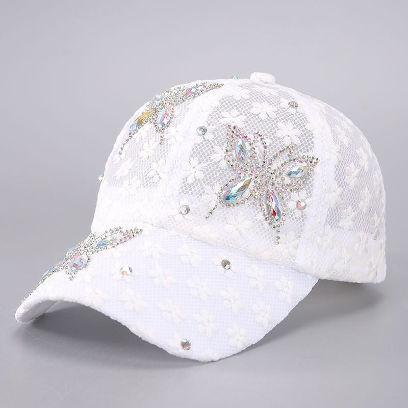 Cross-border Hat Women's New Sunscreen Sun Hat Trendy Baseball Cap Spring and Summer Fashion Sun Rhinestone Cap in stock