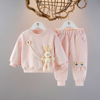 Baby Girl Spring Sports Two-piece Girls' Spring and Autumn New Children's suit Styline Sweat Trousers suit Trendy