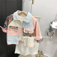 Autumn New Korean Fashion Splicing Color-Blocking Five-Pointed Star Casual Baby Jacket for Boys and Girls