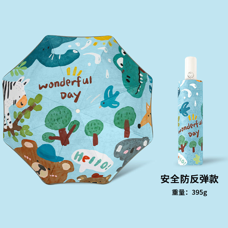 Safety anti-rebound children's umbrella Boys and Girls Primary School students special astronaut rain and rain dual-use automatic umbrella