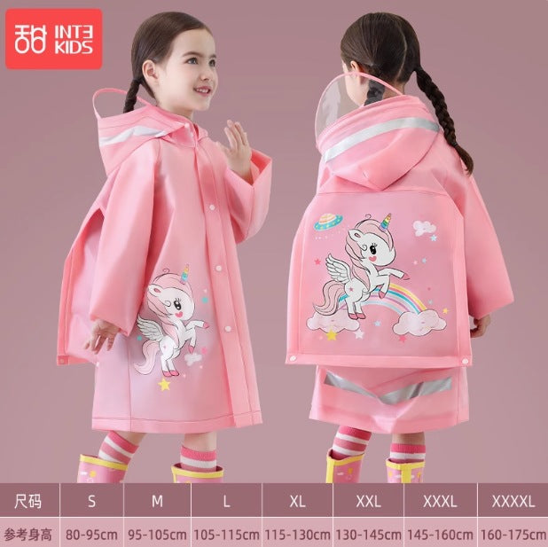 Children's Raincoat Cartoon Style for Girls and Boys, New Model for Kindergarten and Primary School Students, Special Backpack-Compatible Rain Poncho Wholesale