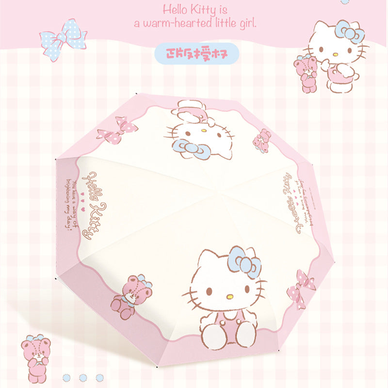 Authentic Sanrio Automatic Umbrella Cute Kt Cat 50% off Sunny or Rainy Dual-Use Sunshade Hellokitty Set