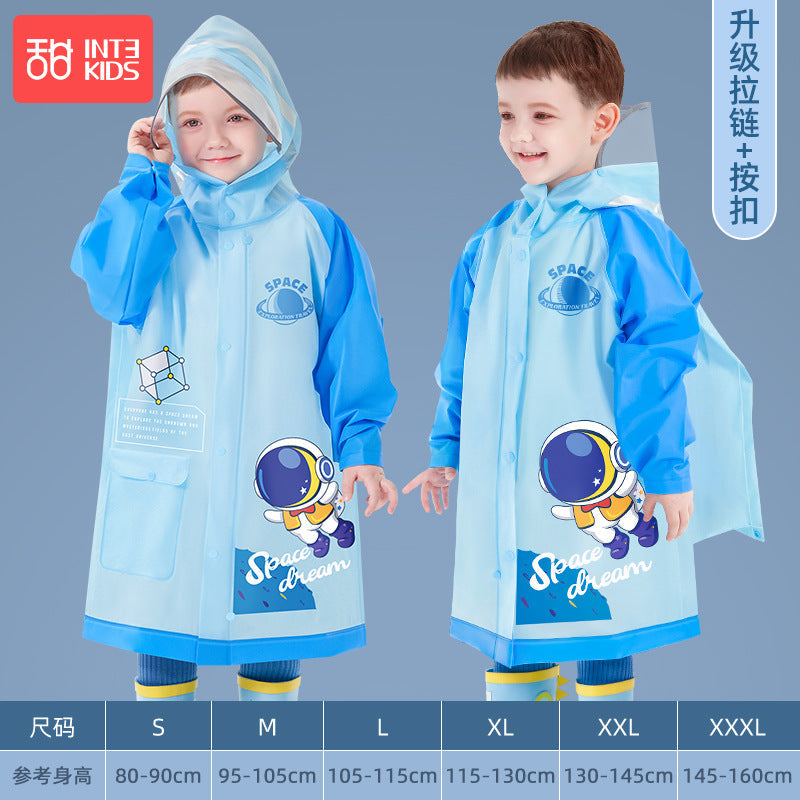 Children's Raincoat Cartoon Style for Girls and Boys, New Model for Kindergarten and Primary School Students, Special Backpack-Compatible Rain Poncho Wholesale