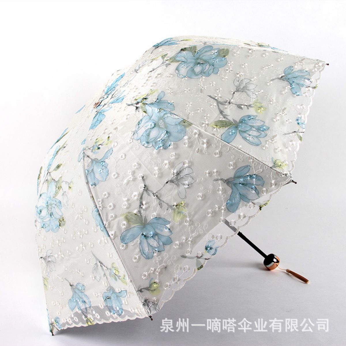 TEMU cross-border for manufacturers folding vintage embroidered lace double vinyl three-fold umbrella wedding umbrella