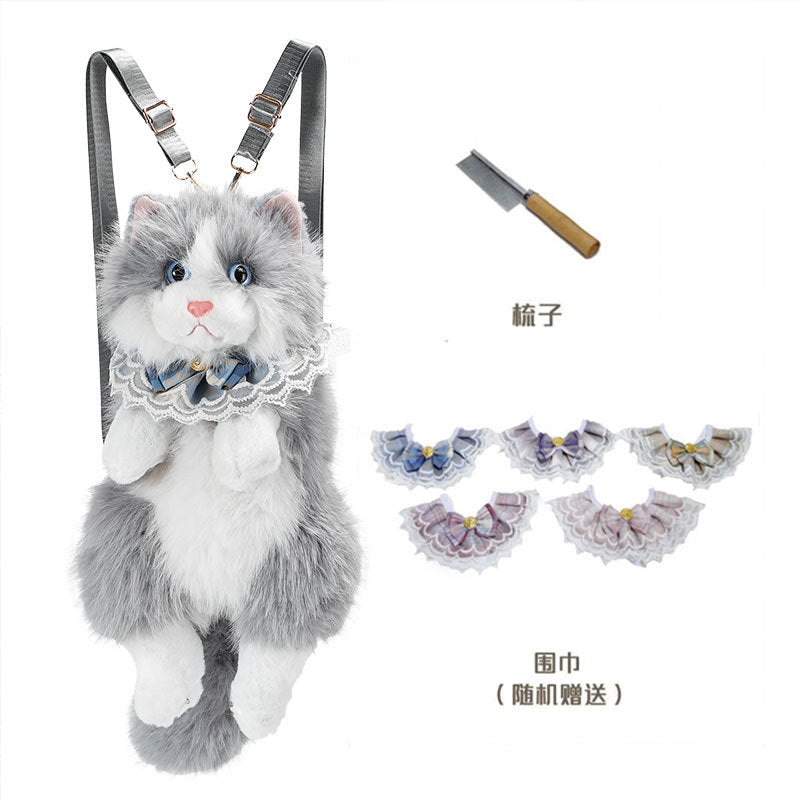 Cat Ragdoll Backpack Douyin Same Style Simulation Doll School Bag Cute Birthday Gift Doll Cat Backpack