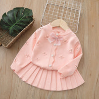 Baby Girl Cardigan Suit 2025 Autumn New Girls Cute Skirt Suit Girls Sweater Suit