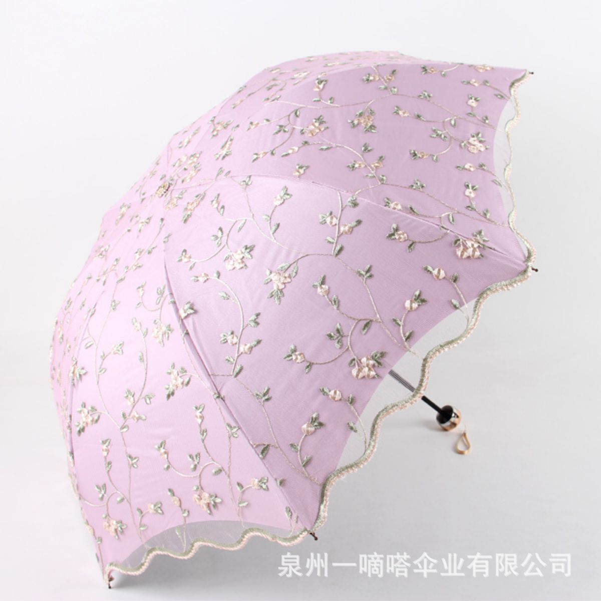 TEMU cross-border for manufacturers folding vintage embroidered lace double vinyl three-fold umbrella wedding umbrella