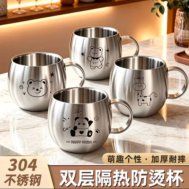 304 Stainless Steel Anti-Bacterial Kids Water Cup, Heat-Resistant and Drop-Proof Toddler Drinking Cup, Nursery Baby Milk Cup for Home