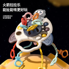 Cross-Border Infant and Toddler Fun, Cute Astronaut Pull-Up Toy, Chewable Hand-Held Ball Exercise, Educational Early Education Toy