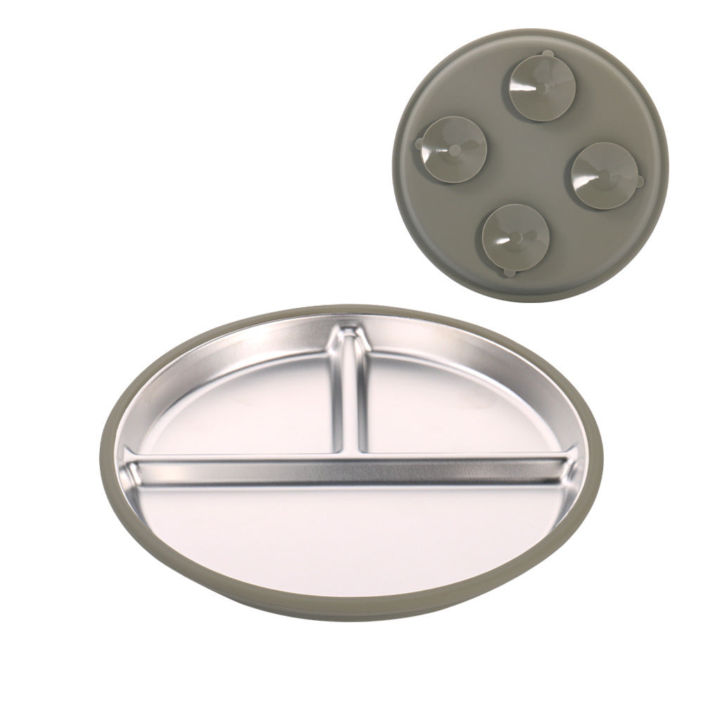 Factory New Product Baby Silicone Stainless Steel Tableware Set Creative Product 304 Stainless Steel Kidsren's Silicone Tableware Bowl