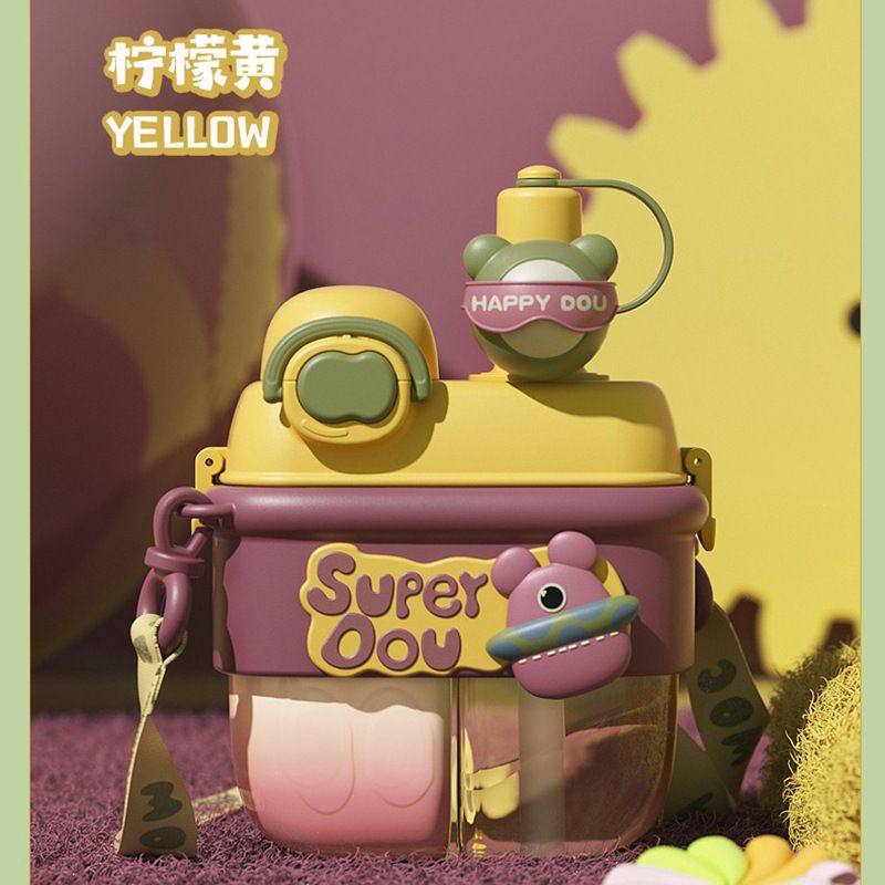 500ml 800ml Kidsren's Water Cup for Primary School Students to Go to School Special Summer Double-Headed Double Drinking Cup with Straw Cup