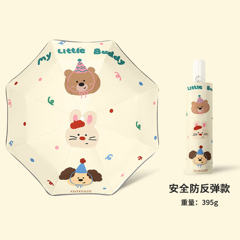 Safety anti-rebound children's umbrella Boys and Girls Primary School students special astronaut rain and rain dual-use automatic umbrella