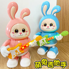 Kids Electric Jumping Guitar Toy with Cute Bunny Singing and Dancing, Baby Practice Head-Lifting and Crawling Learning Educational Toy, Wholesale