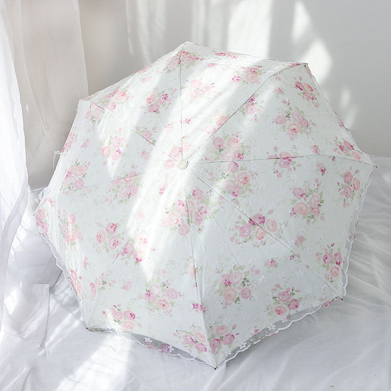 Lace Sun Umbrella Double-Layer Anti-Uv Mesh Embroider Women's Vinyl Sunshade Rain or Shine 70% off Umbrella Korea