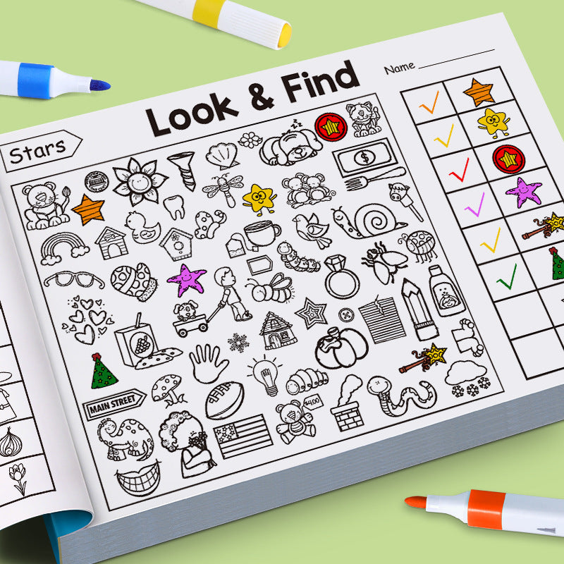 Cross-border Look &amp; Find Fun “Find It!” Game: Color-By-Observation Book for Toddlers to Build Early Attention &amp; Focus