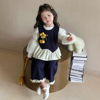 Girls' Spring and Autumn Outfit 2026 New Fashionable Little Girl Sunflower Baby Three-Piece Set with Base Shirt
