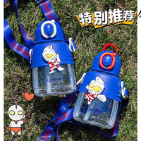 Children's Large Capacity Kettle Cute Cartoon Cartoon Cartoon Water Cup with Straw Boys' Students Cross School Drinking Water Cup