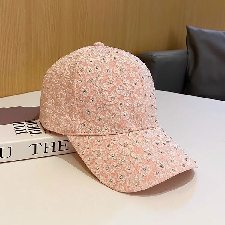 Cross-border Hat Women's New Sunscreen Sun Hat Trendy Baseball Cap Spring and Summer Fashion Sun Rhinestone Cap in stock