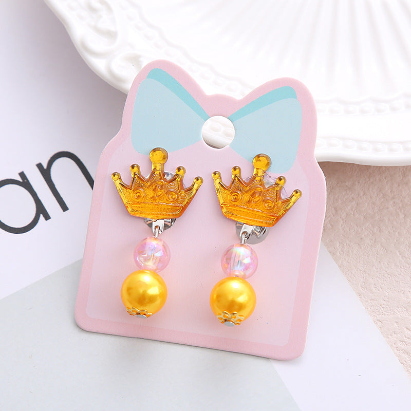 Children's Ear Stud Ear Clip No Ear Holes Girl's Artificial Drill Cute Pearl Diy Tassel Ear Clip Long Student Jewelry