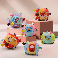 0-3 years old baby toy cartoon animal hand grip soothing ball bell ball perception training toy cloth ball