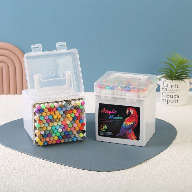 Acrylic marker children's painting graffiti thin rod 80 color brush opaque paper stackable color marker manufacturers wholesale