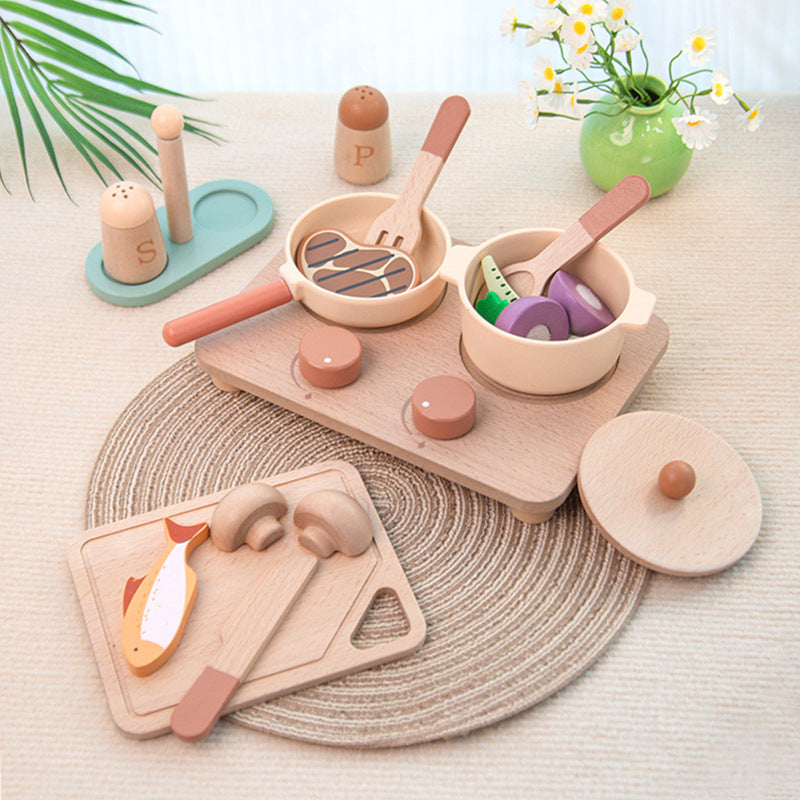 Children's Food Toy Set Baby Household Wooden Cutting Knife and Cutting Board Combination Tool Kitchen Tableware Toy