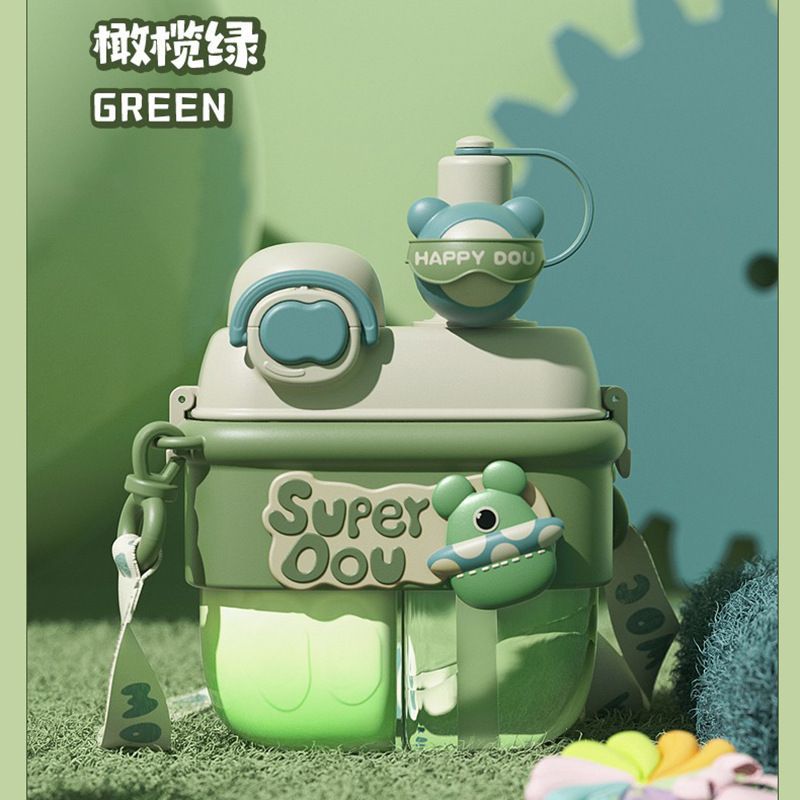 500ml 800ml Kidsren's Water Cup for Primary School Students to Go to School Special Summer Double-Headed Double Drinking Cup with Straw Cup