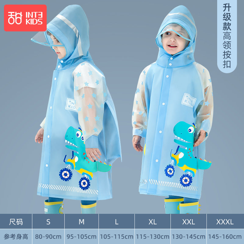 Children's Raincoat Cartoon Style for Girls and Boys, New Model for Kindergarten and Primary School Students, Special Backpack-Compatible Rain Poncho Wholesale